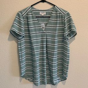 LOFT Pleated V-Neck Top